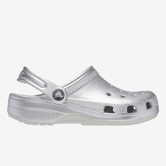 CROCS Women’s Silver Sparkle Clogs Size 7 - Picture 1 of 11